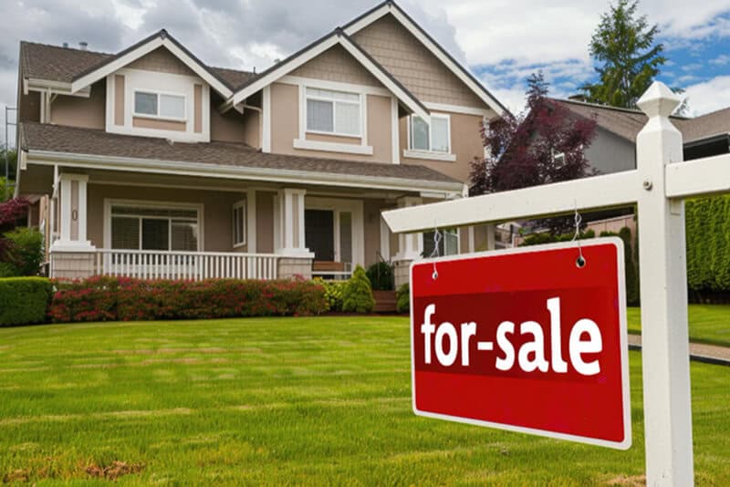 For sale sign outside a large North Babylon suburban home